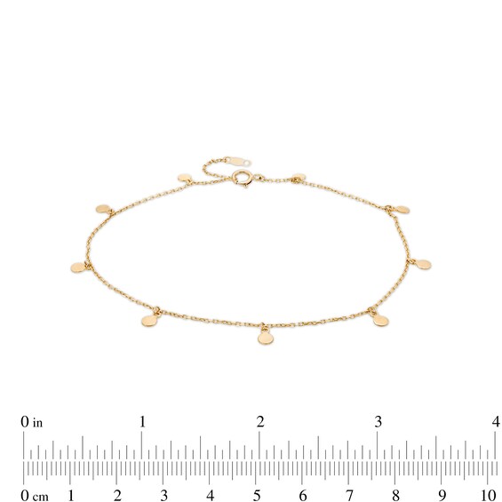 Mini Disc Station Adjustable Anklet in 10K Gold - 10"