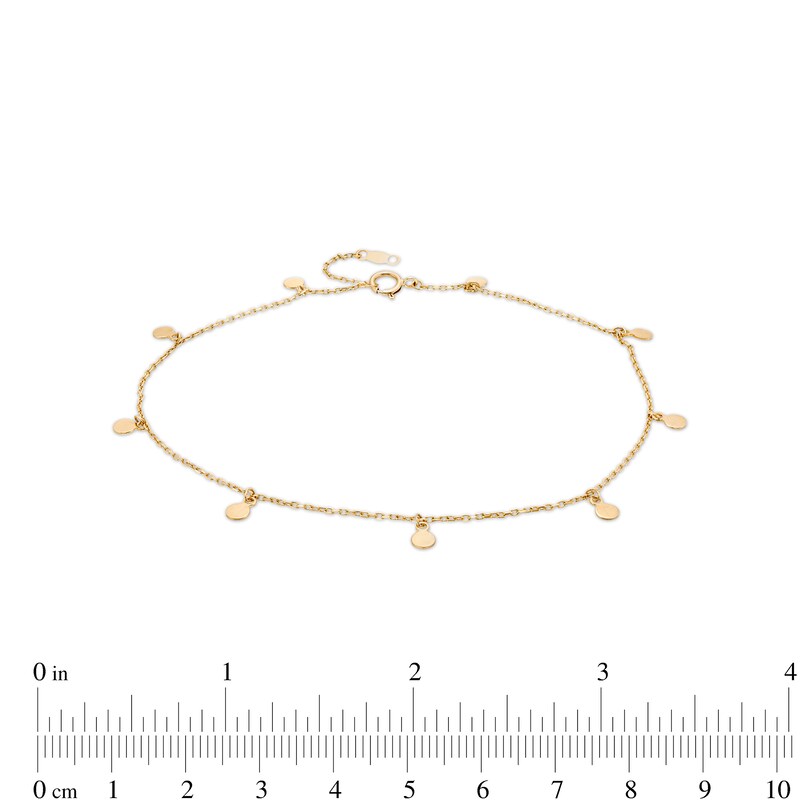 Main Image 3 of Mini Disc Station Adjustable Anklet in 10K Gold - 10"