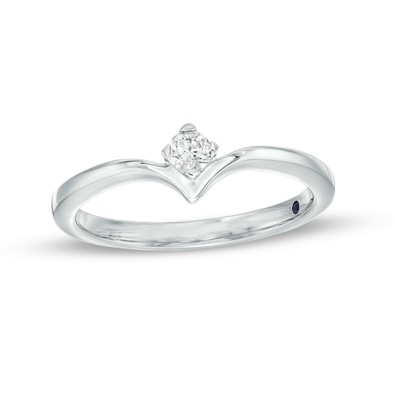 Main Image 1 of Cherished Promise Collection™ 1/10 CT. Diamond Solitaire Chevron Promise Ring in 10K White Gold