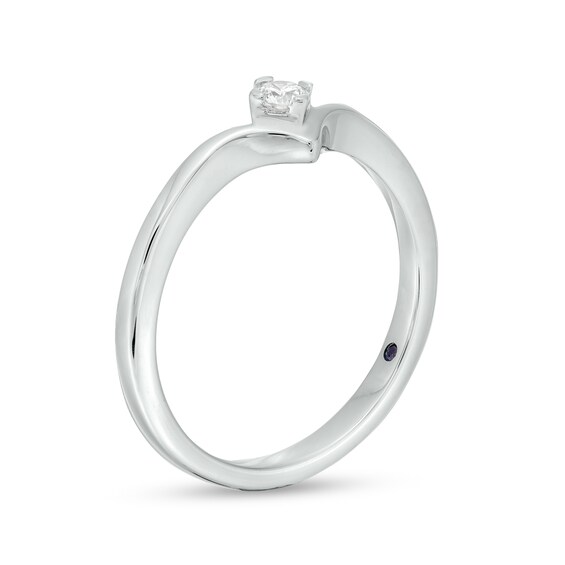 Cherished Promise Collectionâ¢ 1/10 CT. Diamond Solitaire Chevron Promise Ring in 10K White Gold