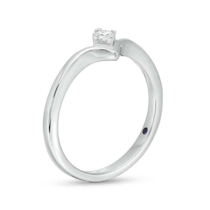 Main Image 3 of Cherished Promise Collection™ 1/10 CT. Diamond Solitaire Chevron Promise Ring in 10K White Gold