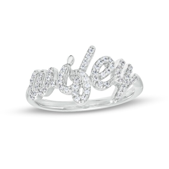 1/4 CT. T.w. Diamond Cursive "wifey" Ring in Sterling Silver