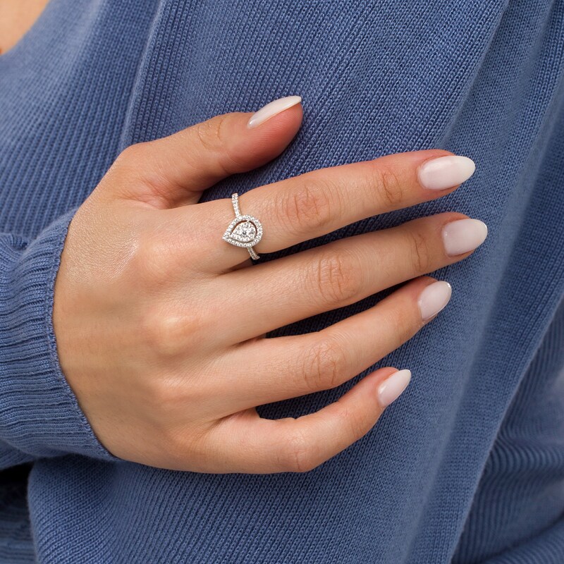 Main Image 2 of 1/2 CT. T.W. Pear-Shaped Multi-Diamond Frame Ring in 10K White Gold