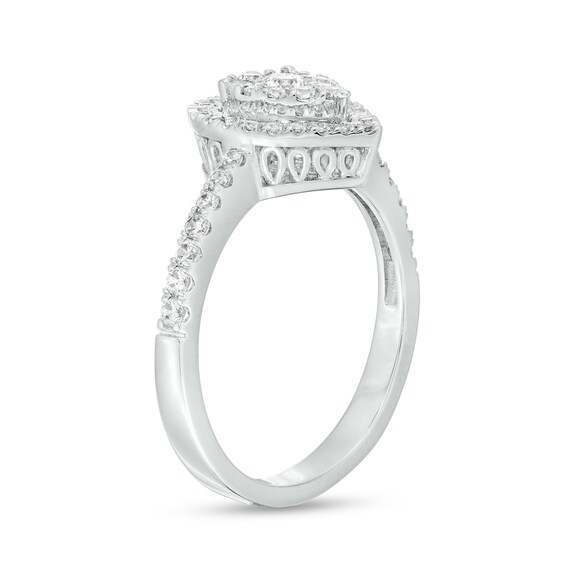 1/2 CT. T.w. Pear-Shaped Multi-Diamond Frame Ring in 10K White Gold