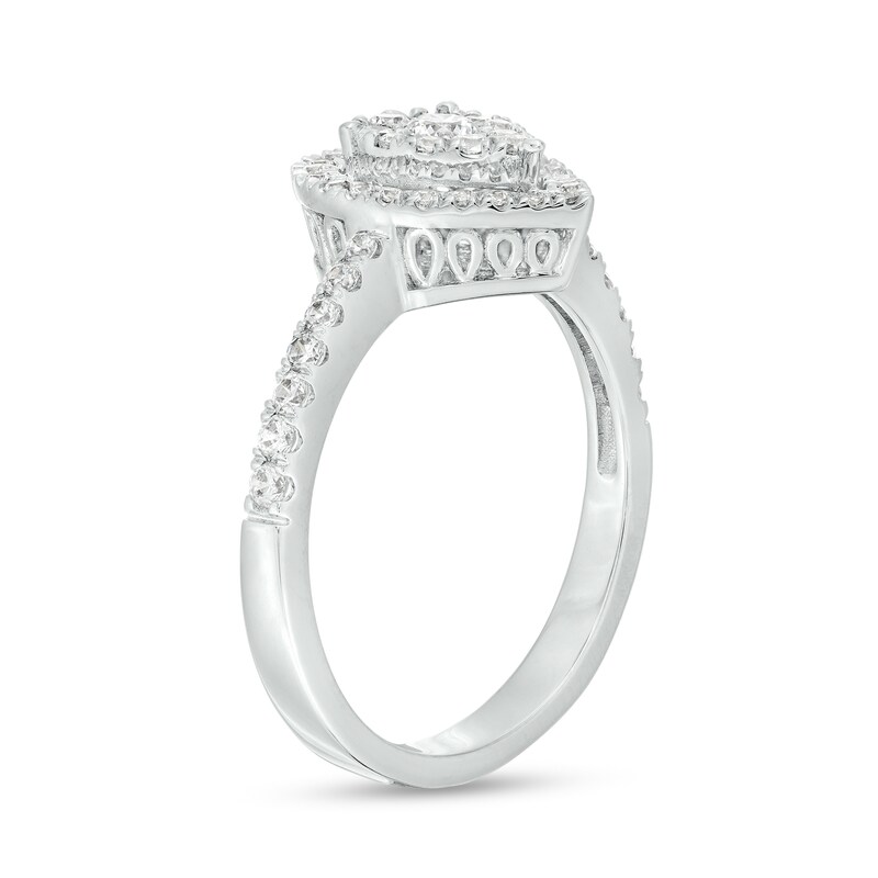 Main Image 3 of 1/2 CT. T.W. Pear-Shaped Multi-Diamond Frame Ring in 10K White Gold