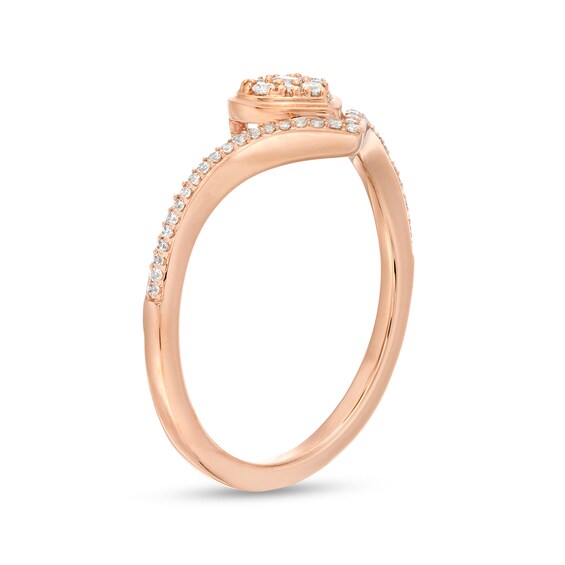 Cherished Promise Collectionâ¢ 1/6 CT. T.w. Heart-Shaped Multi-Diamond Chevron Promise Ring in 10K Rose Gold