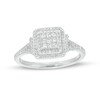 Thumbnail Image 1 of 3/8 CT. T.W. Princess-Cut Multi-Diamond Double Frame Split Shank Ring in 10K White Gold