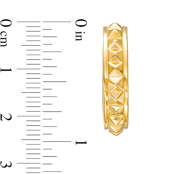 25.0mm Pyramid Studded Single Row Hoop Earrings in 10K Gold