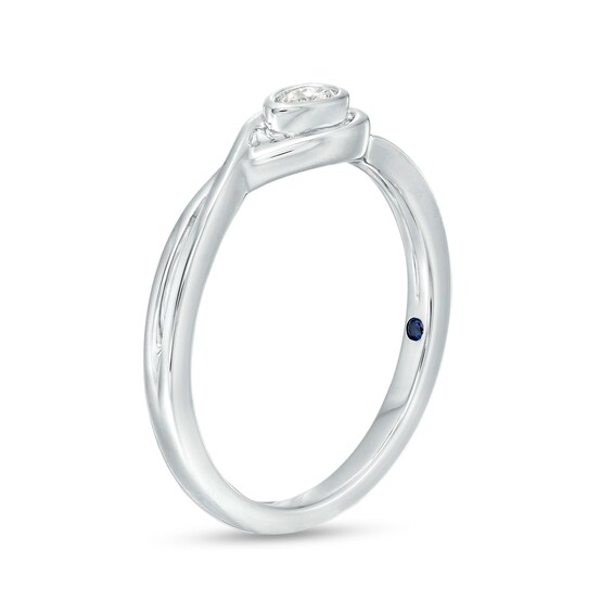 Cherished Promise Collectionâ¢ 1/10 CT. Pear-Shaped Diamond Solitaire Sideways Twist Knot Promise Ring in 10K White Gold