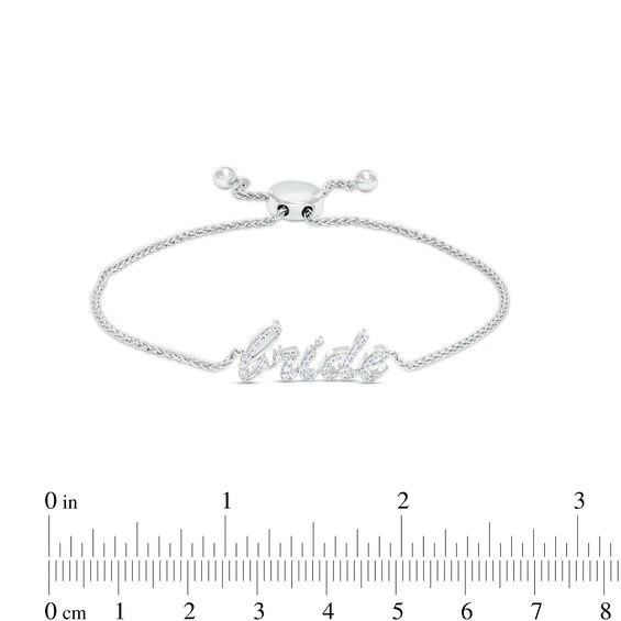 1/4 CT. T.w. Diamond Cursive "bride" Bolo Bracelet in Sterling Silver â 9.5"