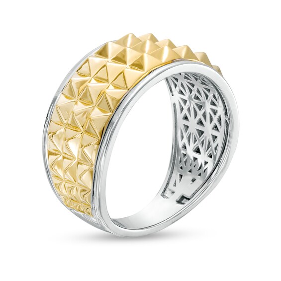 11.0mm Pyramid Studded Multi-Row Band in 10K Two-Tone Gold