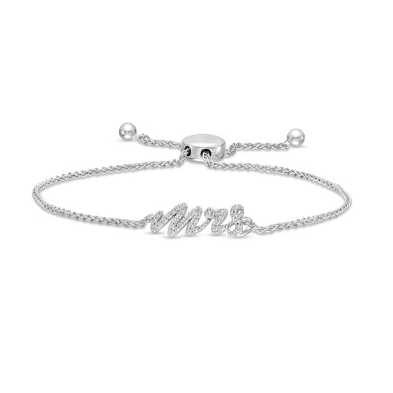 1/6 CT. T.w. Diamond Cursive "Mrs" Bolo Bracelet in Sterling Silver â 9.5"