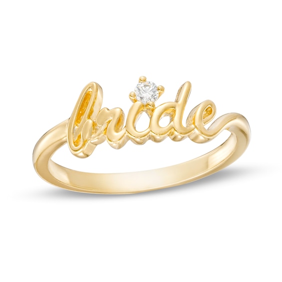 1/20 CT. Diamond Cursive "bride" Ring in 10K Gold