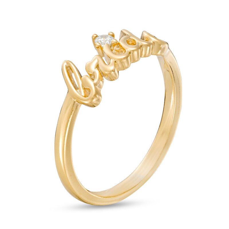 Main Image 3 of 1/20 CT. Diamond Cursive "bride" Ring in 10K Gold