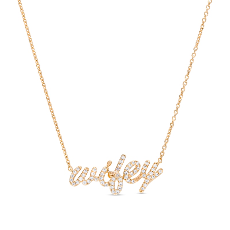 Main Image 1 of 1/4 CT. T.W. Diamond Cursive "wifey" Necklace in 10K Gold – 19"