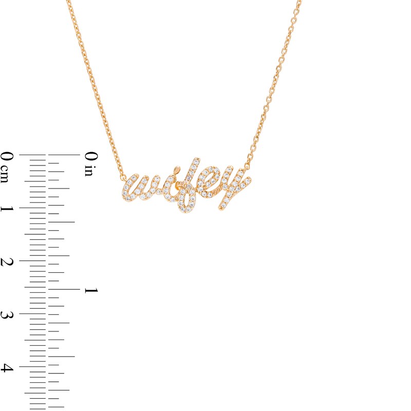Main Image 3 of 1/4 CT. T.W. Diamond Cursive "wifey" Necklace in 10K Gold – 19"