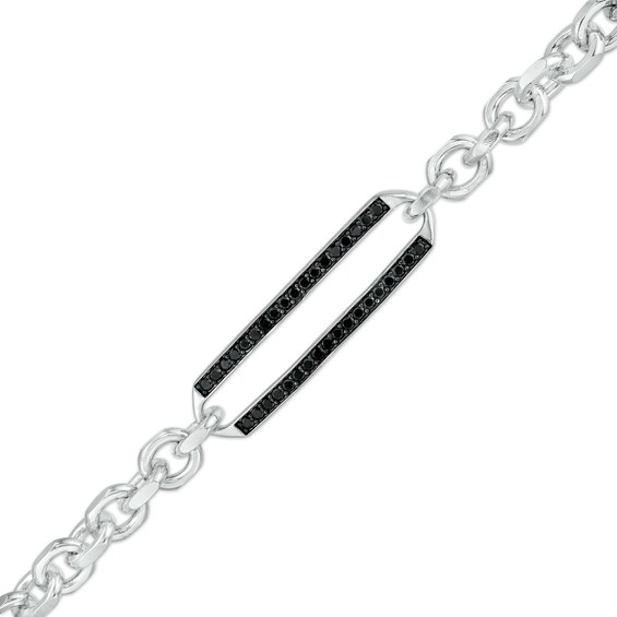 Vera Wang Men 7/8 CT. T.w. Black Diamond Outline ID Bracelet in Sterling Silver - 8.5"