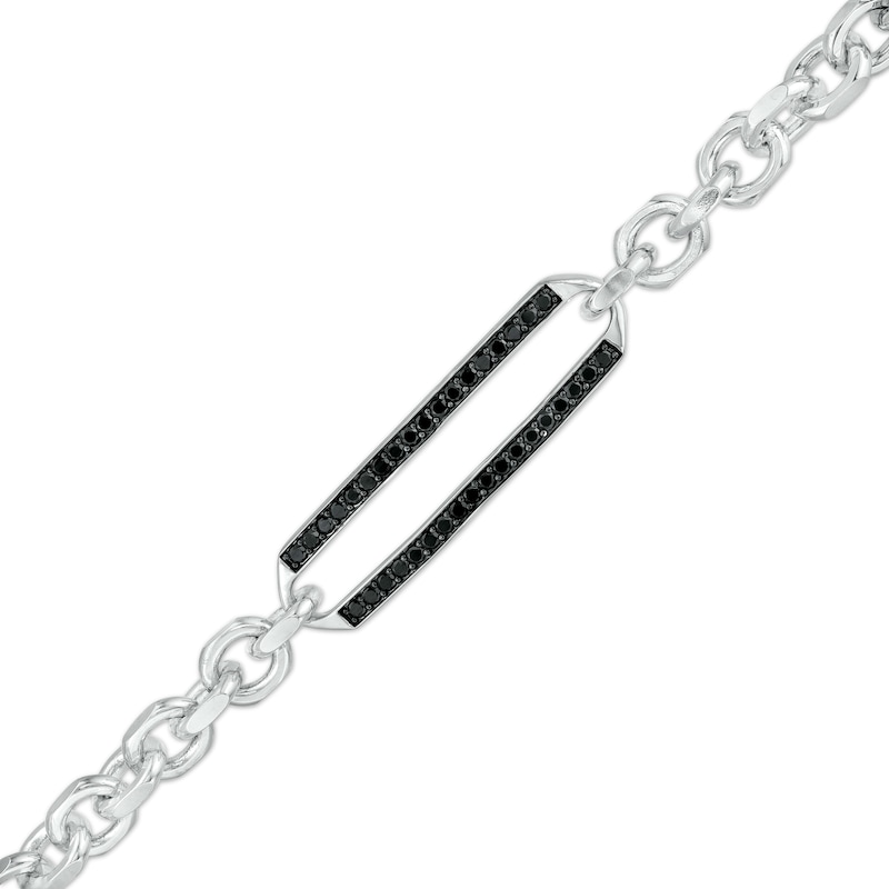 Main Image 1 of Vera Wang Men 7/8 CT. T.W. Black Diamond Outline ID Bracelet in Sterling Silver - 8.5"
