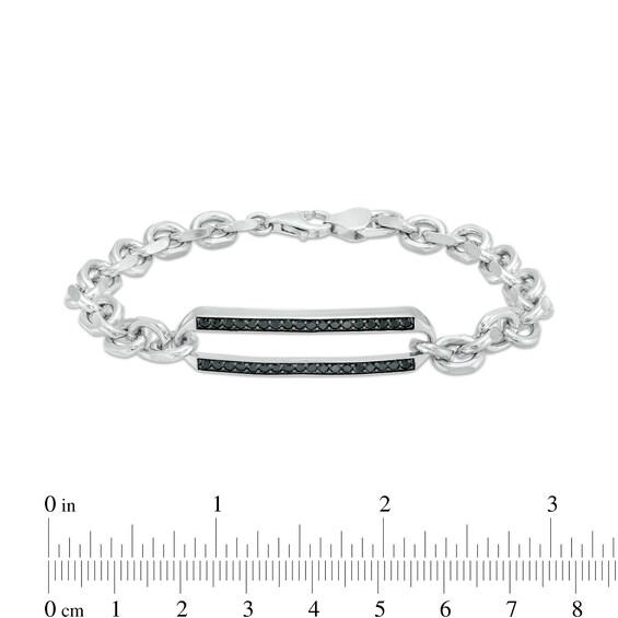 Vera Wang Men 7/8 CT. T.w. Black Diamond Outline ID Bracelet in Sterling Silver - 8.5"