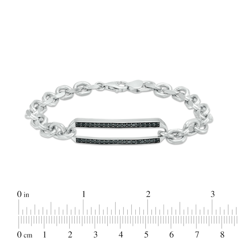 Main Image 4 of Vera Wang Men 7/8 CT. T.W. Black Diamond Outline ID Bracelet in Sterling Silver - 8.5"