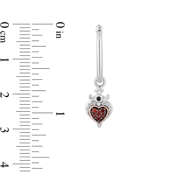 Enchanted Disney Villains Evil Queen Garnet and Diamond Heart Drop Earrings in Sterling Silver and 10K Rose Gold