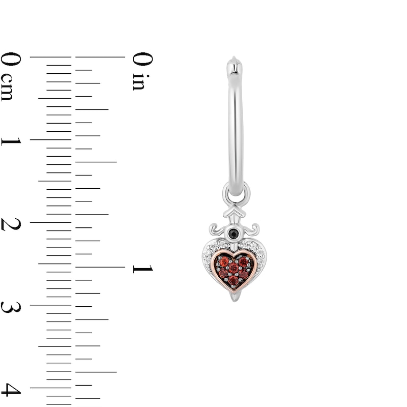 Main Image 3 of Enchanted Disney Villains Evil Queen Garnet and Diamond Heart Drop Earrings in Sterling Silver and 10K Rose Gold