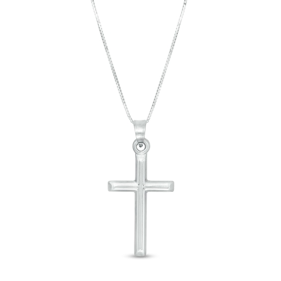 Barrel Cross Pendant in 14K White Gold