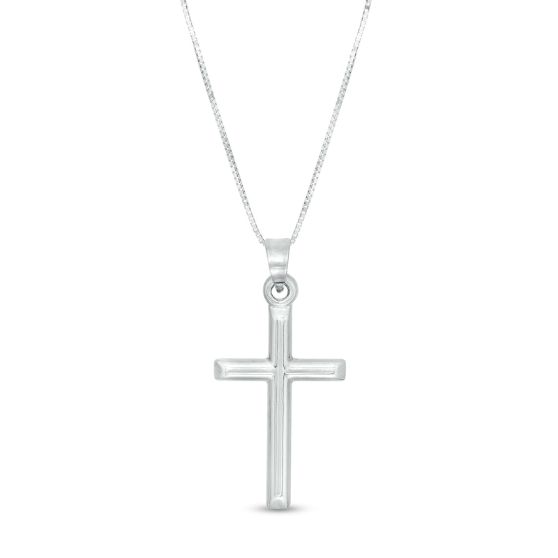 Main Image 1 of Barrel Cross Pendant in 14K White Gold