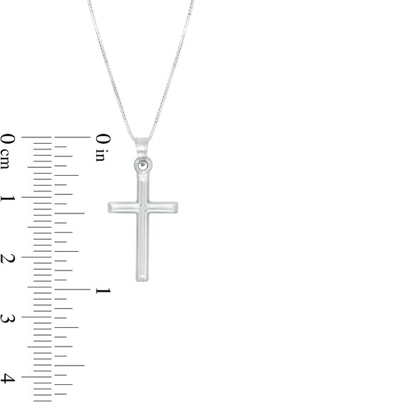 Barrel Cross Pendant in 14K White Gold