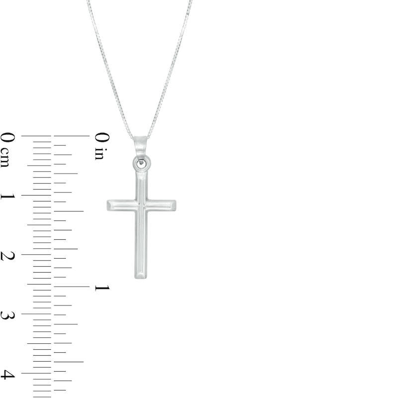 Main Image 2 of Barrel Cross Pendant in 14K White Gold