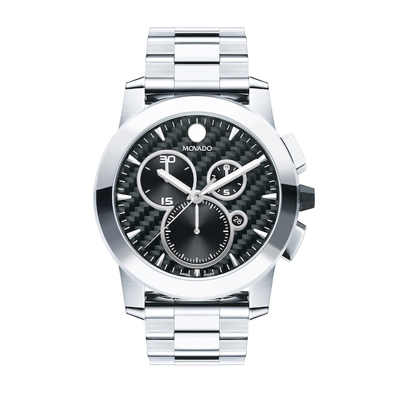 Menâs Movado Vizio Chronograph Watch with Black Carbon Fiber Dial (Model: 0607544)