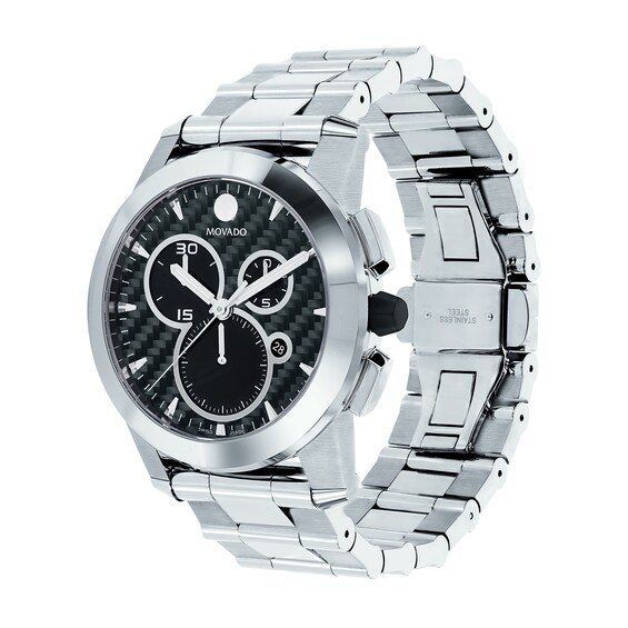 Menâs Movado Vizio Chronograph Watch with Black Carbon Fiber Dial (Model: 0607544)