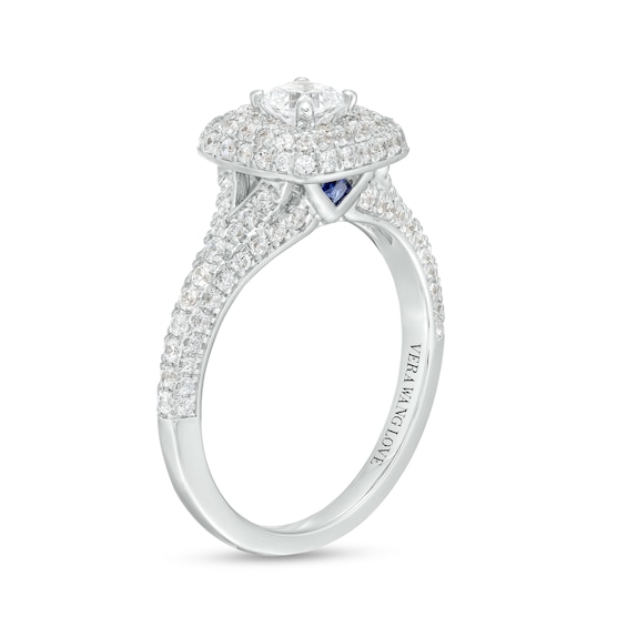 Vera Wang Love Collection 1 CT. T.w. Cushion-Cut Diamond Double Frame Engagement Ring in 14K White Gold