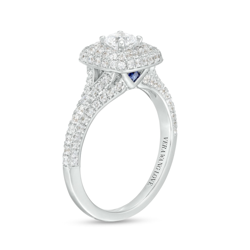 Main Image 2 of Vera Wang Love Collection 1 CT. T.W. Cushion-Cut Diamond Double Frame Engagement Ring in 14K White Gold