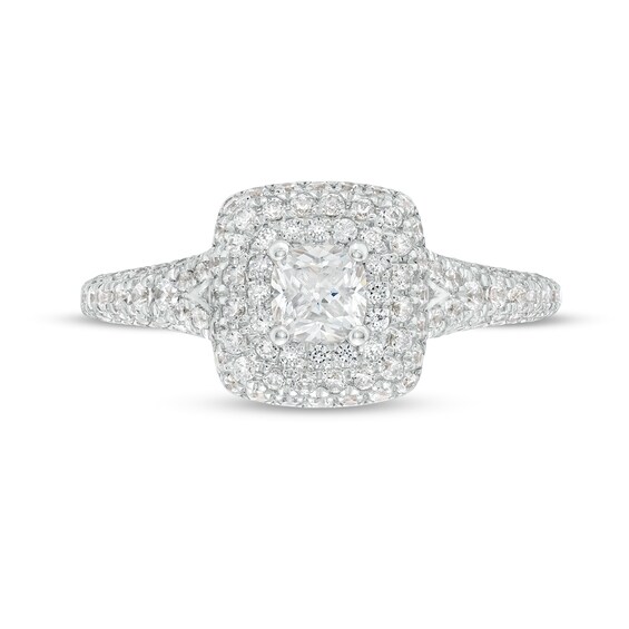 Vera Wang Love Collection 1 CT. T.w. Cushion-Cut Diamond Double Frame Engagement Ring in 14K White Gold