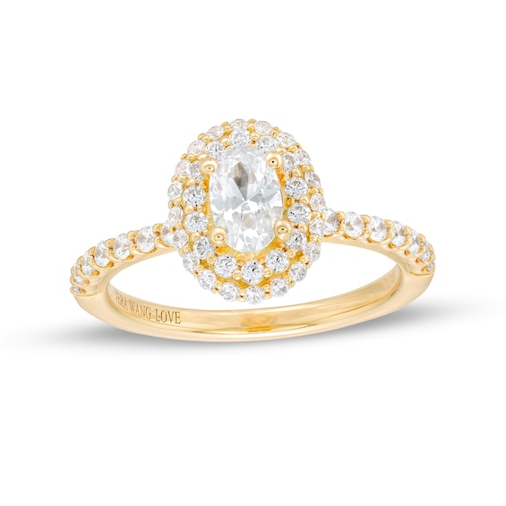 Vera Wang Love Collection 1 CT. T.w. Oval Diamond Double Frame Engagement Ring in 14K Gold