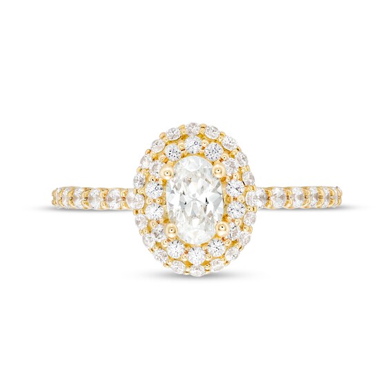 Vera Wang Love Collection 1 CT. T.w. Oval Diamond Double Frame Engagement Ring in 14K Gold