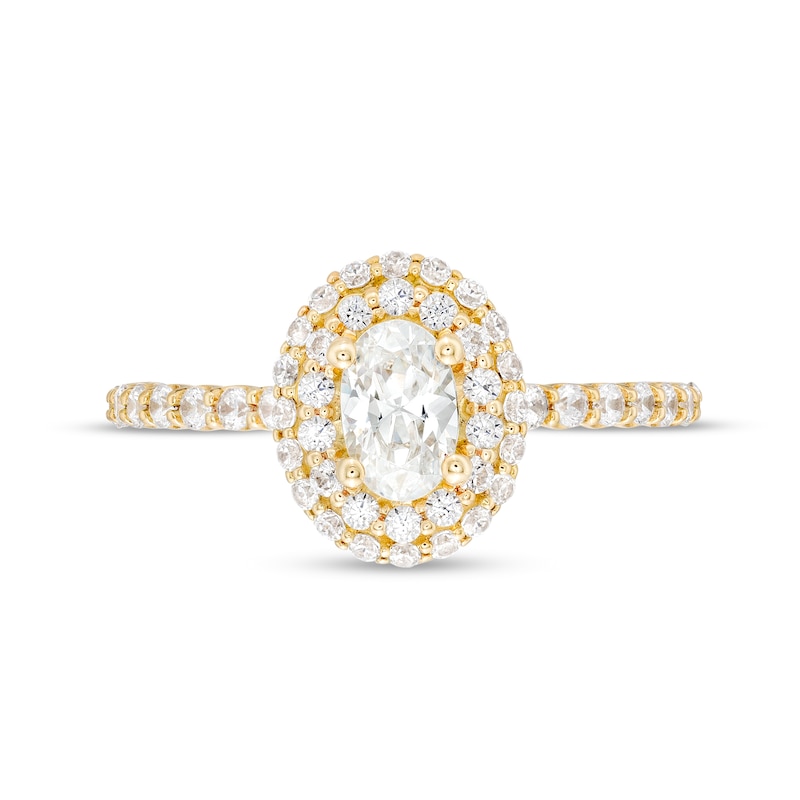 Main Image 3 of Vera Wang Love Collection 1 CT. T.W. Oval Diamond Double Frame Engagement Ring in 14K Gold