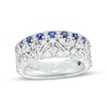 Thumbnail Image 0 of Vera Wang Love Collection Blue Sapphire and 1 CT. T.W. Multi-Diamond Multi-Row Anniversary Band in 14K White Gold