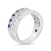 Thumbnail Image 1 of Vera Wang Love Collection Blue Sapphire and 1 CT. T.W. Multi-Diamond Multi-Row Anniversary Band in 14K White Gold