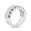 Thumbnail Image 2 of Vera Wang Love Collection Blue Sapphire and 1 CT. T.W. Multi-Diamond Multi-Row Anniversary Band in 14K White Gold