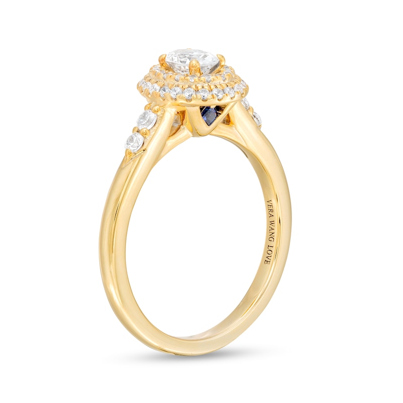 Main Image 2 of Vera Wang Love Collection 5/8 CT. T.W. Oval Diamond Double Frame Engagement Ring in 14K Gold
