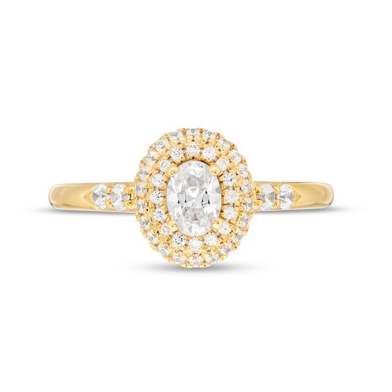 Vera Wang Love Collection 5/8 CT. T.w. Oval Diamond Double Frame Engagement Ring 14K Gold