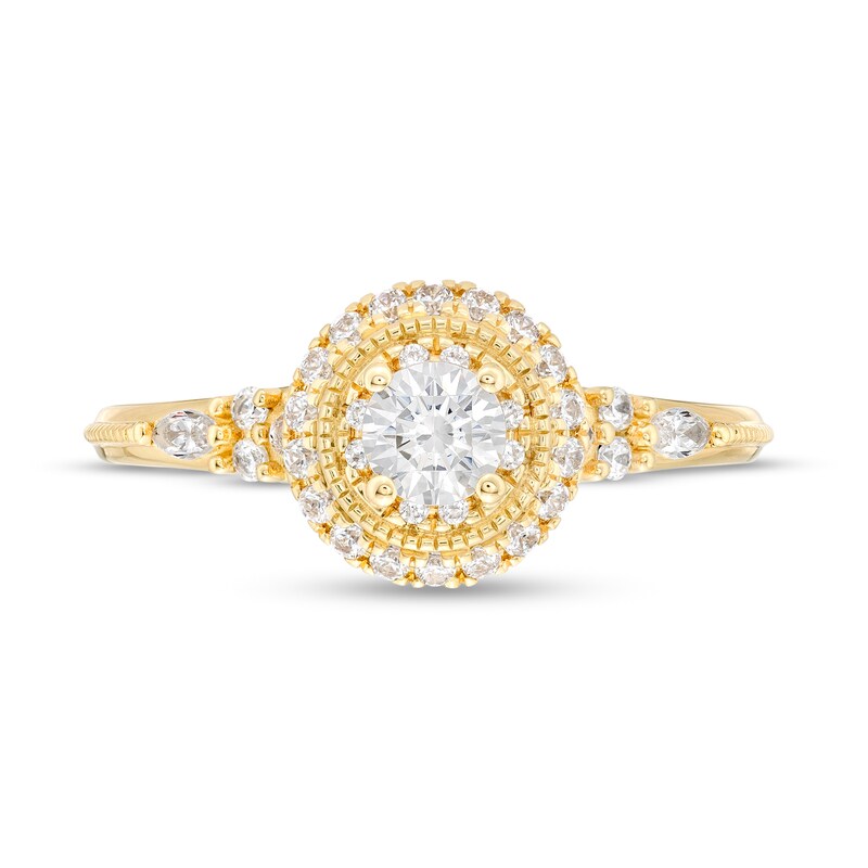 Main Image 3 of Vera Wang Love Collection 5/8 CT. T.W. Diamond Frame Vintage-Style Engagement Ring in 14K Gold