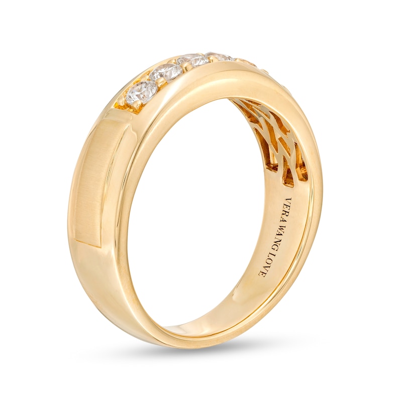 Vera Wang Love Collection Men's 3/8 CT. T.W. Diamond Five Stone Wedding Band in 14K Gold