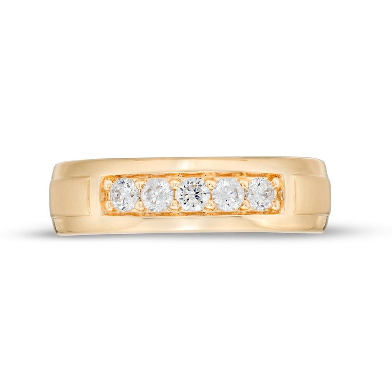 Vera Wang Love Collection Men's 3/8 CT. T.W. Diamond Five Stone Wedding Band in 14K Gold