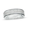 Thumbnail Image 1 of Vera Wang Men's 3/8 CT. T.W. Diamond Double Row Wedding Band in 14K White Gold