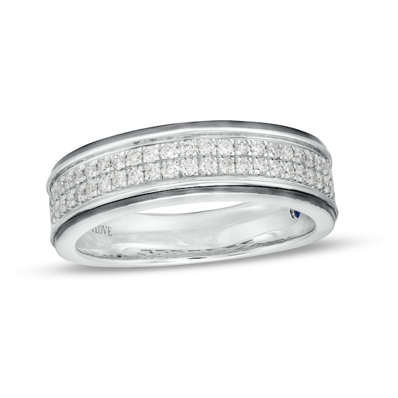 Vera Wang Love Collection Men's 3/8 CT. T.w. Diamond Double Row Wedding Band in 14K White Gold