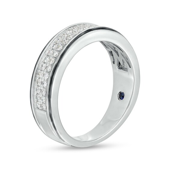 Vera Wang Love Collection Men's 3/8 CT. T.w. Diamond Double Row Wedding Band in 14K White Gold