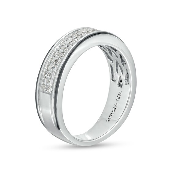 Vera Wang Love Collection Men's 3/8 CT. T.w. Diamond Double Row Wedding Band in 14K White Gold